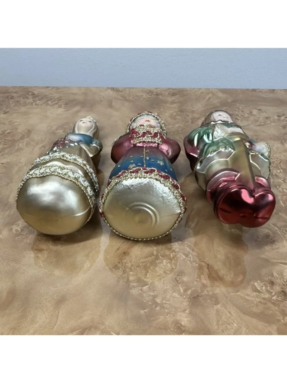Kurt Adler Polonaise Cinderella Fairy Godmother Prince Glass Ornaments Set of 3